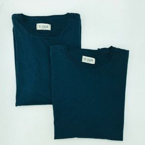 2 M Singer XXL T-Shirts Blue Legacy Long Sleeve Tee Cotton Crew Pullover CJ1